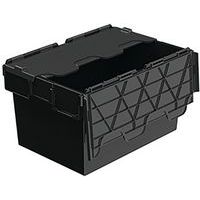 Tote Box Attached Lid Container Black