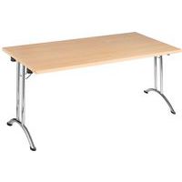 Folding Office Table - Semi-circle/Rectangular - Stylish Chrome Frame