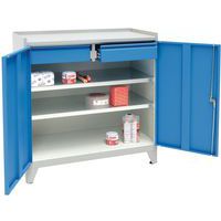 Metal Tool Cupboard On Feet - 2 Drawer Cabinet - 1020mm High - Manutan