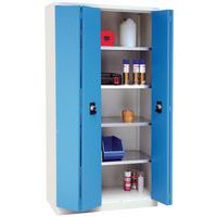 Tall Metal Cabinet - 2 Space Saving Bifold/Concertina Doors - Manutan