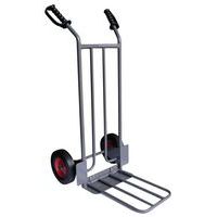 Folding Steel Sack Truck - 250kg Capacity - Pneumatic Wheels - Manutan