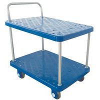 Two Shelf Plastic Trolley - Two Tiers - 300kg Capacity - Manutan