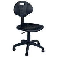 High Black Workshop Chair - Ergonomic Mobile & Heavy Duty - Manutan UK