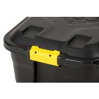 Yellow handles lock lid into place
