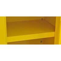 Close up of Yellow Additional Shelf For Flammable COSHH Cabinets
