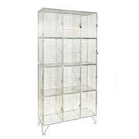 Wire Mesh Lockers 12 Compartments with Doors - 1370x910x305mm