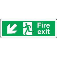 Fire Exit Sign - Arrow Down Left for Building Navigation and Safety