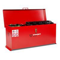 Armorgard transbank chest filled with hazardous cans.