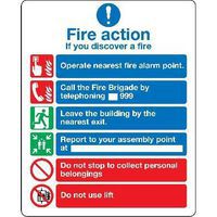 Fire Action Safety Sign - If You Discover Fire - Safety Sign
