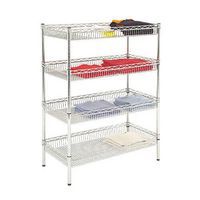 Chrome Wire Basket Shelving - 455d with 4 Shelves