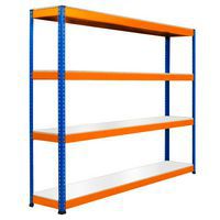 Industrial Steel Workbench Table Shelving With 2 Shelves 1800mm Wide Chipboard Shelves 2 Widths Melamine Or Chipboard 