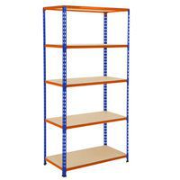 Rapid 2 Shelving (1980h x 915w) Blue & Orange - 5 Chipboard Shelves