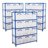 3 Bays of Shelving (1600h x 1220w) With 12 Really Useful Storage Boxes