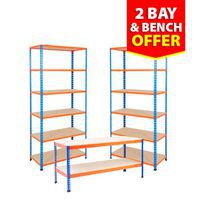 2 Bay and Bench Offer - Rapid 2 Shelving and Rapid 1 Workbench