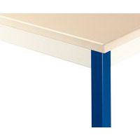 Beige shelf, blue base