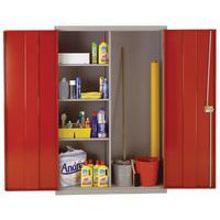 Red Open Door Large Metal Cleaning Cabinet with Antibacterial Technology