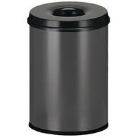 Metal Waste Bin - Fire Retardant - 20-110l - Black Or Grey - Manutan