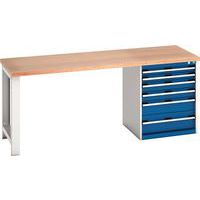 Bott Cubio Heavy Duty Workbench With MPX Worktop & Drawers HxWxD 840x2000x750mm
