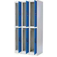 Metal Storage Locker Bundle - Nest of 3 Columns & 6 Doors - Manutan UK
