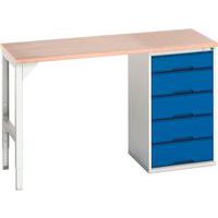 Bott Verso Industrial Workbench With 5 Drawers HxWxD 930x1500x600mm