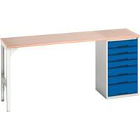 Bott Verso Industrial Workbench With 7 Drawers HxWxD 930x2000x600mm