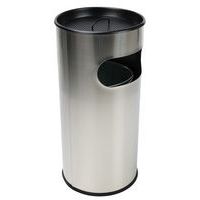 Round Litter/Cigarette Butt Bin - Stainless Steel - Ashtrays - Manutan Expert