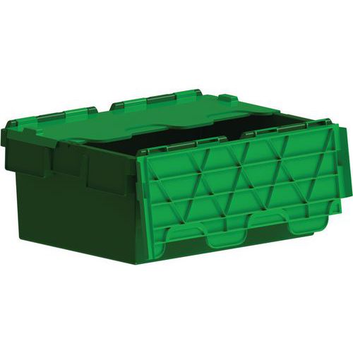 Tote Box With Attached Lid Green