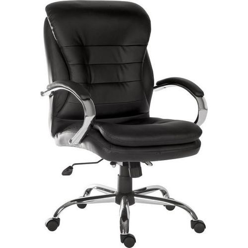Black Leather Faced Executive Chair - Chrome Body - Ergonomic - Teknik