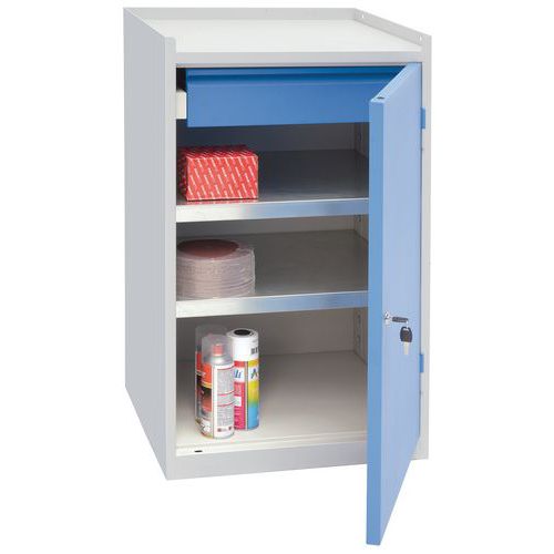 Metal Workshop Tool Storage Cabinet - 2 Shelves & 1 Drawer - 915x533mm