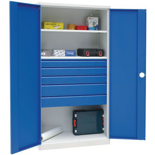 Metal Office Storage Cupboards - Grey/Blue - Multiple Drawers & Shelves - Manutan Expert Metal Office Storage Cupboards - Grey/Blue - Multiple Drawers & Shelves - Manutan Expert