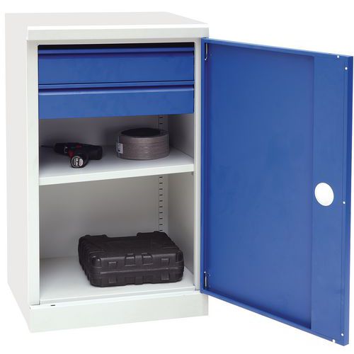Low Metal Cupboard - Drawers & Shelves - Workshop Pedestals - Manutan