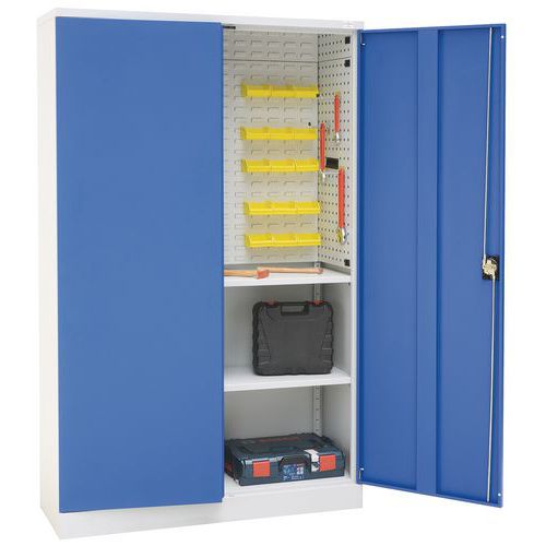 Large Blue Tool Cupboard With Louvre Panels - Flat Pack - Manutan UK