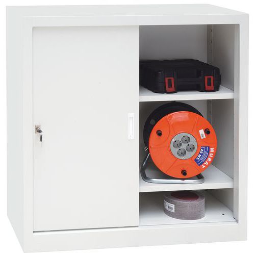 Low Office Storage Cupboard - 2 Sliding Doors - HxW 1x1m - Manutan Expert