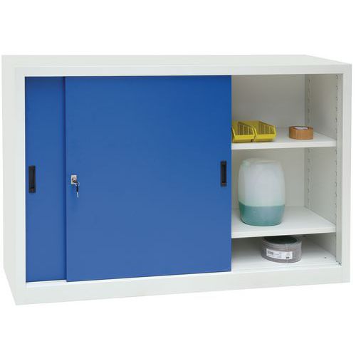 Low Office Storage Cupboard - 2 Sliding Doors - HxW 1x1.5m - Manutan