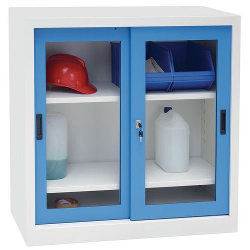 Storage Cupboard - 2 Plexiglass Sliding Doors - HxW 1x1m - Manutan Expert