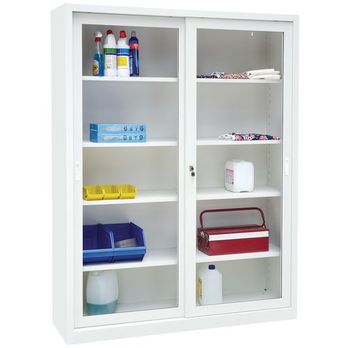 CH single-unit tall cabinet with sliding doors - Transparent - Width 150 cm - Manutan