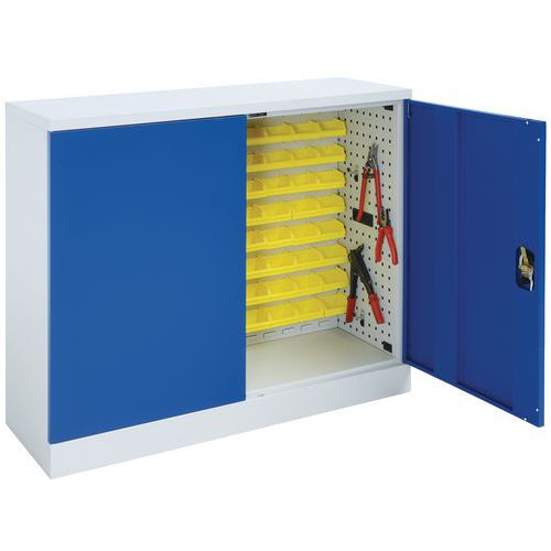 Small Blue Tool Cupboard With Louvre Panels - Flat Pack - Manutan UK
