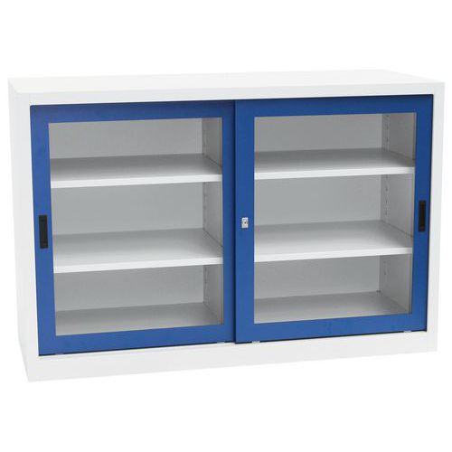 Storage Cupboard - 2 Plexiglass Sliding Doors - HxW 1x1.5m - Manutan