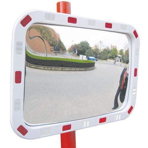 90° Rectangular Safety Mirror - Convex - Outdoor Traffic - Manutan Expert