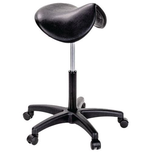 Pony sit/stand stool - High back model on castors Pony sit/stand stool - High back model on castors