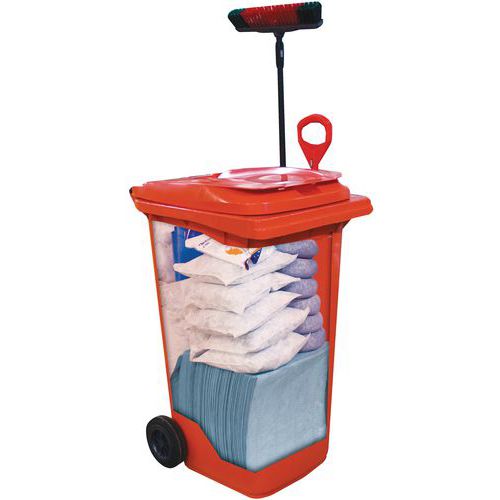 Spill Caddy & Wheelie Bin - 260 Litre Spill Cleaning Kit - Ikasorb®