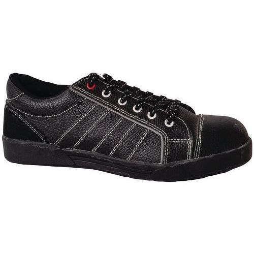 Women's Sporty Safety Shoes - Black Leather - Steel Toe Cap - Manutan