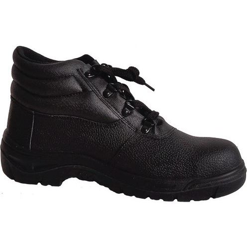 Black Leather Work Boots - High Top - Men's Safety Shoes - Manutan UK
