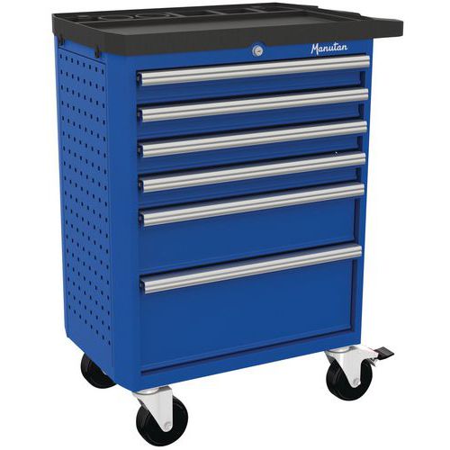 Tool Trolley - 6/7 Drawers - Perforated Sides & Bottle Tray - Manutan