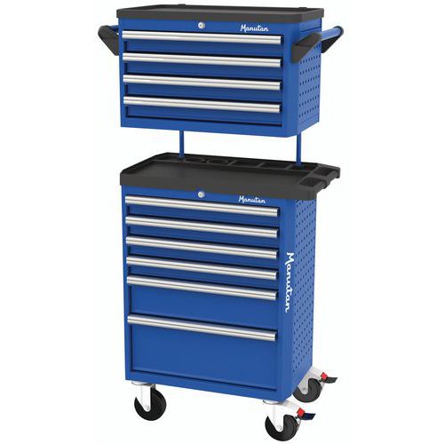 Trolley with top box containing four drawers and a flat top surface - Manutan Expert