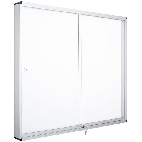 Two-door indoor enclosed bulletin board - Aluminium back - Manutan Expert