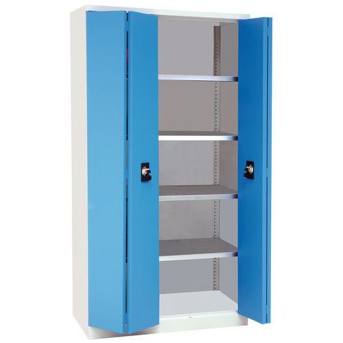 Tall Metal Cabinet - 2 Space Saving Bifold/Concertina Doors - Manutan