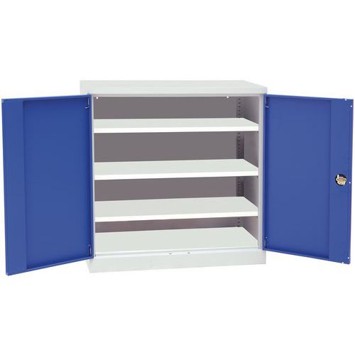 Low Metal Tool Storage Cabinet - 3 Shelves - HxW 1000x1000mm - Manutan Expert Low Metal Tool Storage Cabinet - 3 Shelves - HxW 1000x1000mm - Manutan Expert