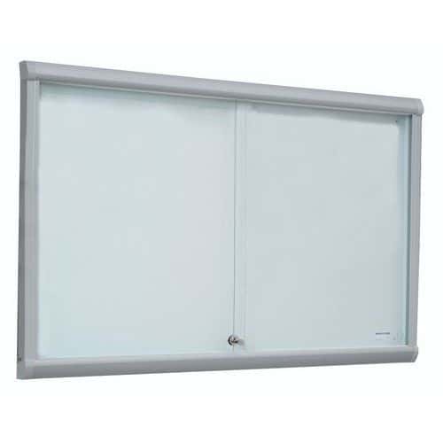 Leader indoor enclosed bulletin board with sliding doors - Aluminium board - Security glass door