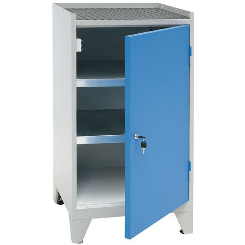Metal Workshop Tool Storage Cabinet - 2 Shelves & Feet - 1020x533mm - Manutan Expert